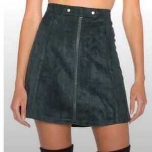 BISHOP + YOUNG Faux Suede Skirt Dark Green Size Small
